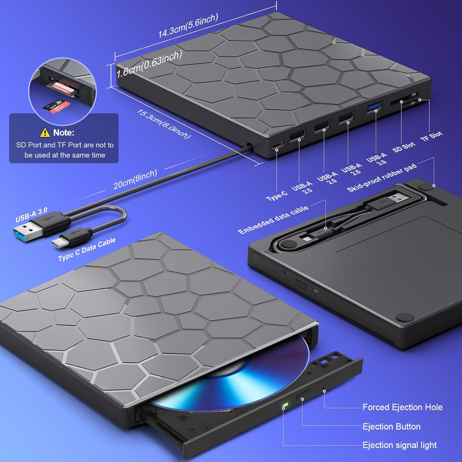 High-Speed USB 3.0 External CD/DVD Drive with Burner – Plug & Play, Windows & Mac Compatible - Image 5