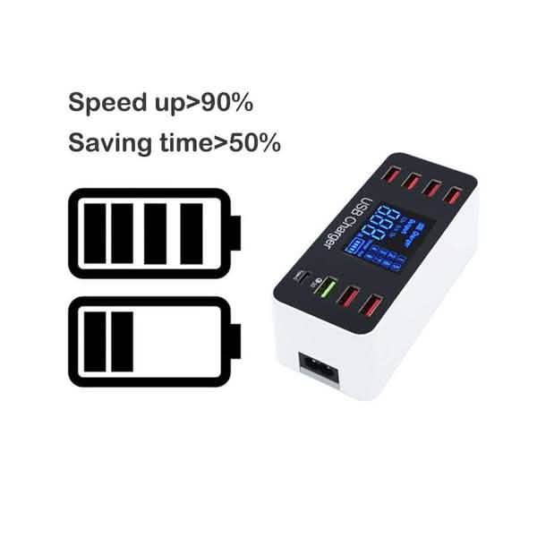 8A40W Charger Adapter Type C Hubs Quick Charge 3.0 USB Multi Port USB Charger Dock Station LCD Display with Smart Identification - Image 7