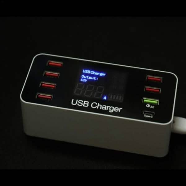 8A40W Charger Adapter Type C Hubs Quick Charge 3.0 USB Multi Port USB Charger Dock Station LCD Display with Smart Identification - Image 3