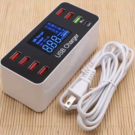 8A40W Charger Adapter Type C Hubs Quick Charge 3.0 USB Multi Port USB Charger Dock Station LCD Display with Smart Identification - Image 4