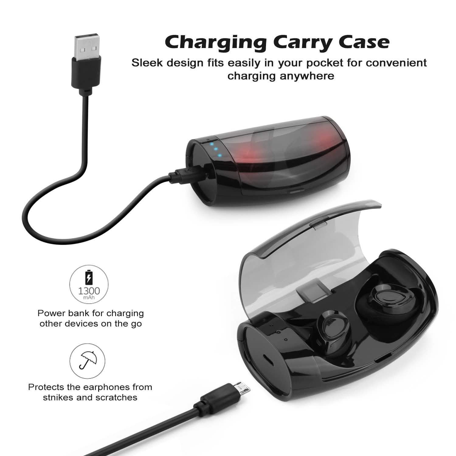 Black Mini Wireless Bluetooth Twins Earbuds Mic True Bass Stereo In-Ear TWS Earphones - Image 6