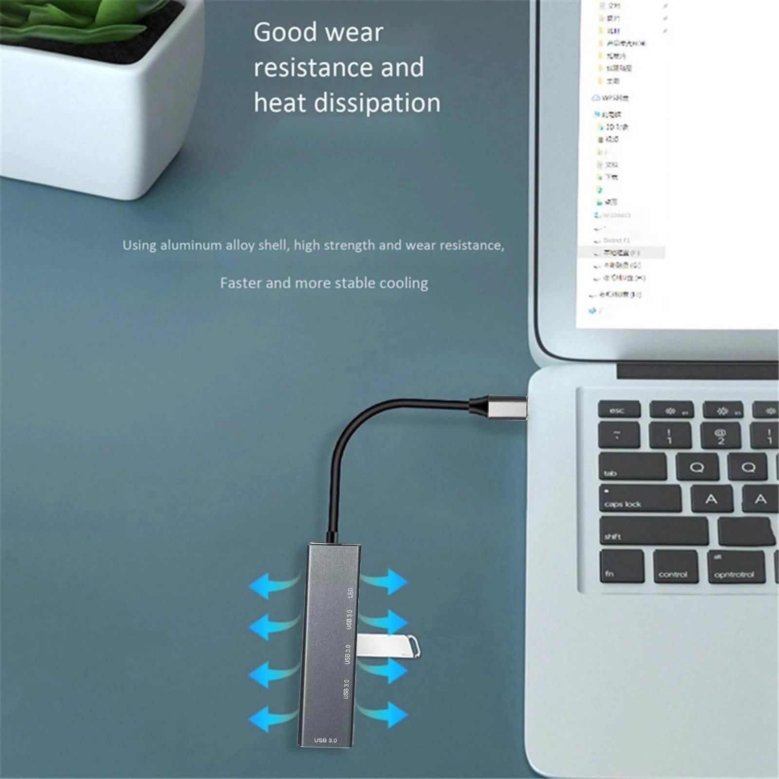T304 4-in-1 Hub Type C to USB3.0*4 Intelligent USB Hub Multi-Port Adapter - Image 6